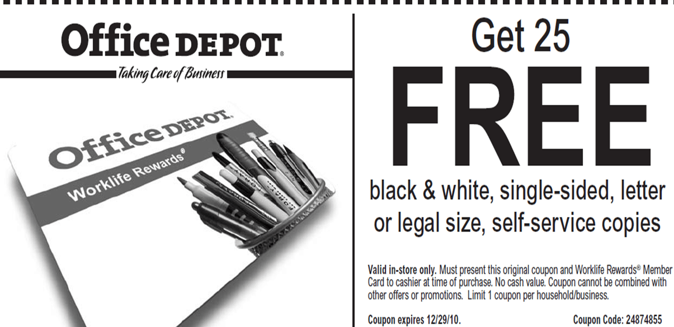 25 FREE COPIES at Office Depot