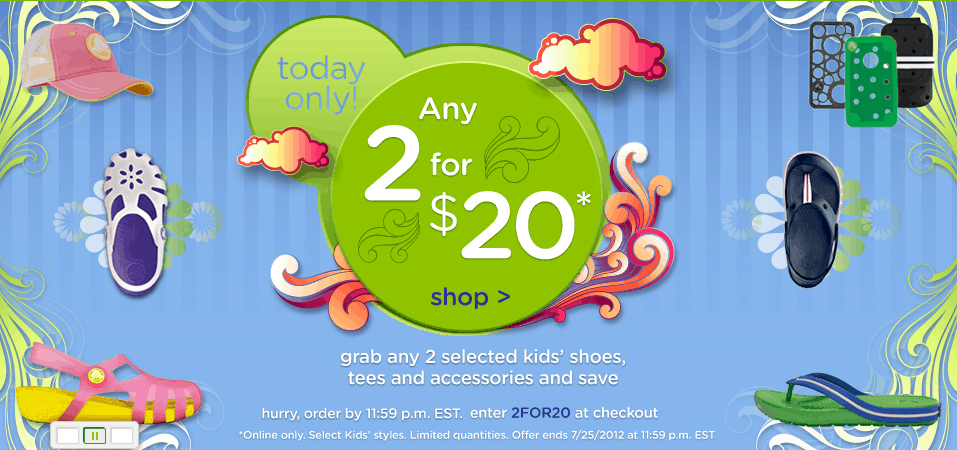 Crocs: Shoes and Tees 2/$20 PLUS FREE Shipping!