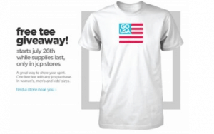 FREE GO USA T-shirt w/any purchase at JC Penney