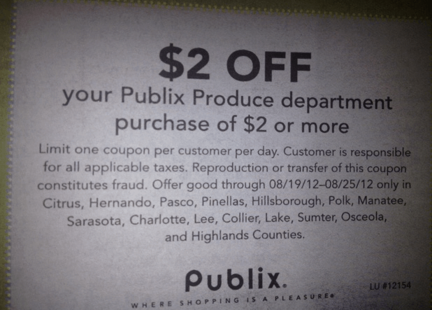 Publix Shoppers: $2 off any Publix Produce Purchase of $2 or More