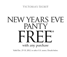 Victoria's Secret: FREE Limited Edition New Year's Eve Panty w/ ANY Purchase! {12/29-12/31}