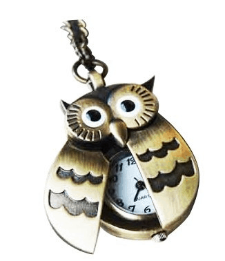 Flappy Wings Owl Locket Watch Necklace