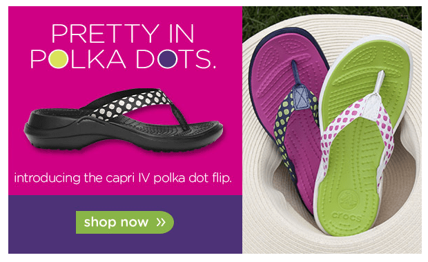 Crocs: NEW Capri IV Polka Dot Flip Flops