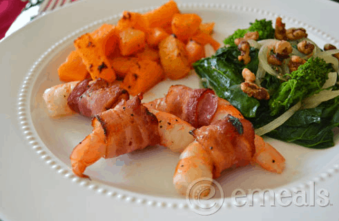 Bacon Wrapped Shrimp With Garlic Oil 