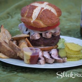 Fondue Stuffed Brezel Burger