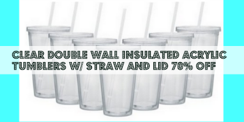 Clear Double Wall Insulated Acrylic Tumblers w Straw and Lid 70 off