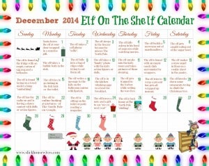 elf on the shelf printable calendar