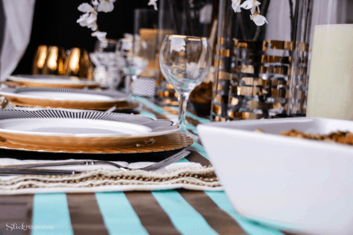 Black, Gold and Teal Christmas Tablescape-12