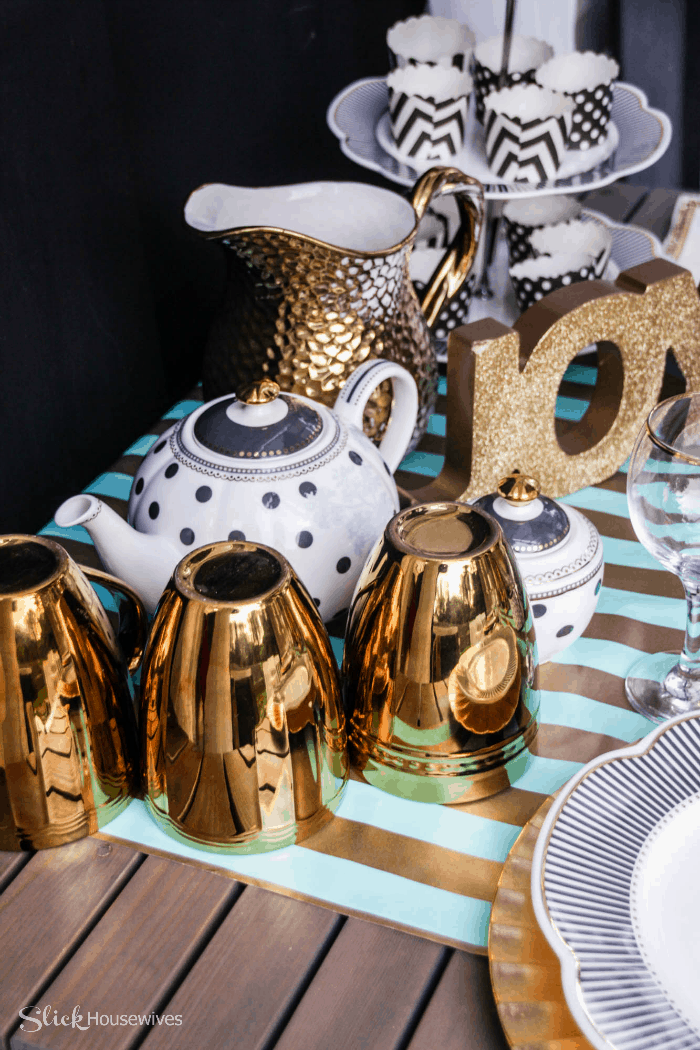 Black, Gold and Teal Christmas Tablescape-7