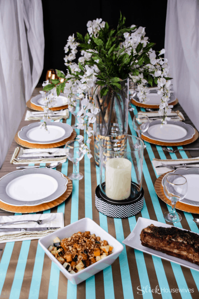 Black, Gold and Teal Christmas Tablescape-6