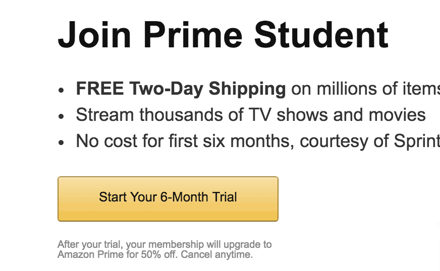 Amazon Prime Free for 6-months for College Students