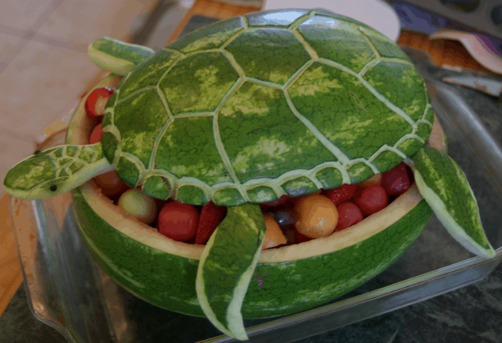 Watermelon Sea Turtle Carving