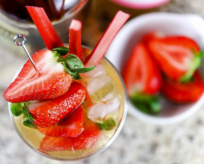 Rhubarb Strawberry Bourbon Cocktail Recipe