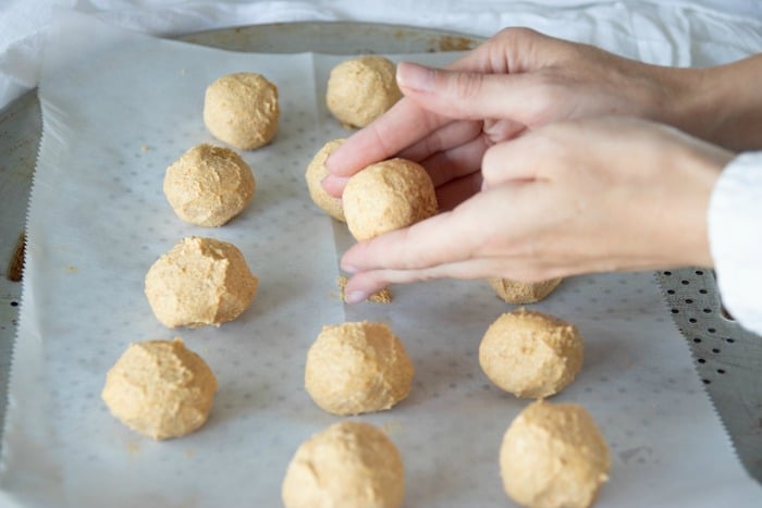 Remove from freezer and form batter into 14 balls. 